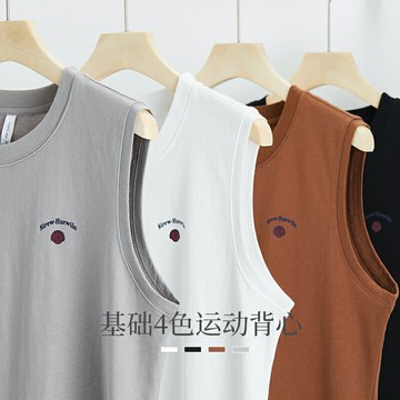 漢斯卡純棉無袖T恤男夏季薄款運動籃球服潮流ins帥氣休閑外穿背心