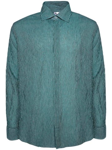 Doppiaa - two-tone striped shirt - men - Linen/Flax/Cotton - 42 - Green
