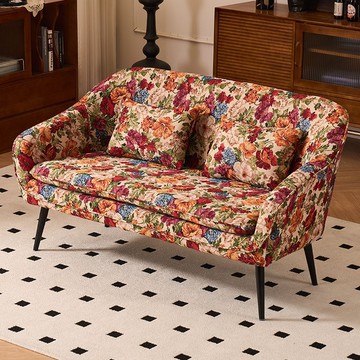 美式復古花布中古風沙發客廳小戶型公寓民宿北歐休閑雙人椅小沙發 c8142