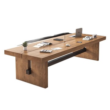 去客廳化大長書桌實木家用閱讀學習桌子現代輕奢原木大板會議桌[DD030109]