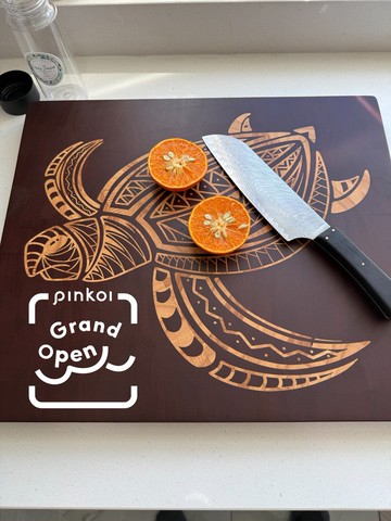 高級實木端木砧板 海龜圖案木質鑲嵌設計