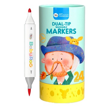 Jar Melo 原創美玩超可洗雙頭水彩筆套裝 24色雙頭標記筆  雙頭4.8mm + 6.3mm  1組