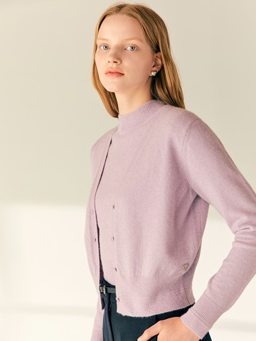 V-neck Fine Wool Cardigan + Mock Neck Sweater