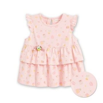 甜蜜午茶滿版印花荷葉邊上衣 (吸濕排汗+抗UV)