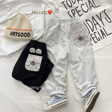 🌈✨mix1001 後造型兔兔口袋棉褲✨兒童縮腳褲 5-17