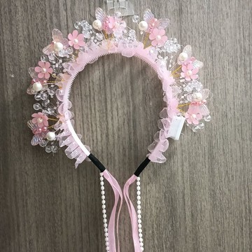⭐臺灣出貨⭐1個成品幻彩星空蝴蝶珍珠仙子簪花髮箍爆款節日禮物郊遊拍照