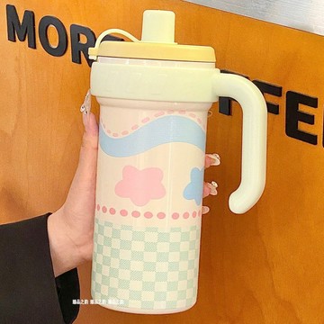 巨無霸保溫杯大容量吸管冰霸杯辦公室不鏽鋼新款女生高顏值學生