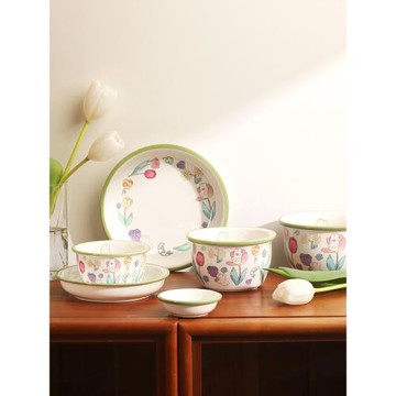 藍蓮花家居網紅碗盤創意6寸面碗家用兔子女生可愛飯碗陶瓷一人食