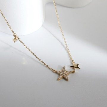 【MIESTILO】星想之夜 純銀項鍊｜星星項鍊 頂級鋯石 氣質魅力 精緻女孩 純銀低敏
