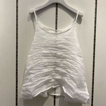 2025秋裝新款女裝大碼寬松100織苧麻國風休閑百搭吊帶背心上衣