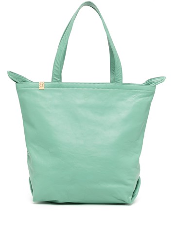 visvim - logo-patch leather tote bag - men - Lamb Skin - One Size - Green