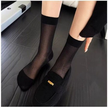 ✈速出貨🔥黑色襪子女高級感拉滿夏天薄款襪子巨百搭春季時髦女襪清爽不悶腳CYV