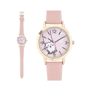 (預購)  Chiikawa吉伊卡哇專區 吉伊卡哇皮革石英錶/腕錶-粉 1st (JN2175)