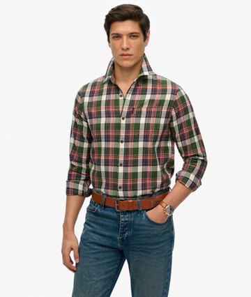 Superdry Men's Organic Cotton Vintage Check Shirt Green Size: XL