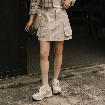 多口袋工裝斜紋布短裙 兩色售 S/M