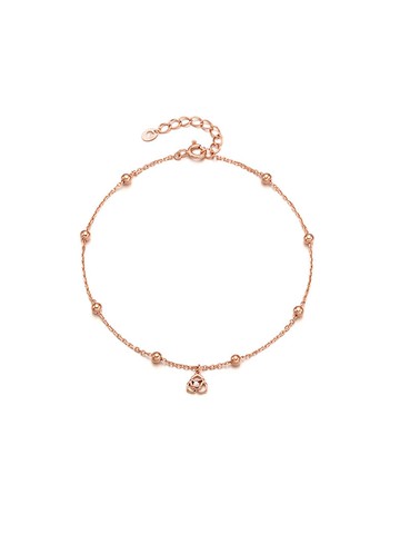 Floral Rose Silver Anklet [Pink] (TASSVP00057M)