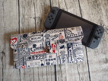 英國製作 棉麻米色日本懷舊海報圖案 switch平板電腦保護套電腦包