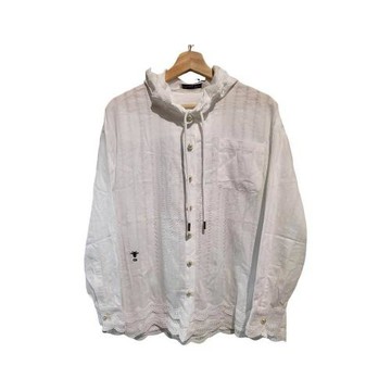 【二手精品 9.9成新】Dior迪奧白色蕾絲連帽長袖襯衫(剪水洗標) 編號S265