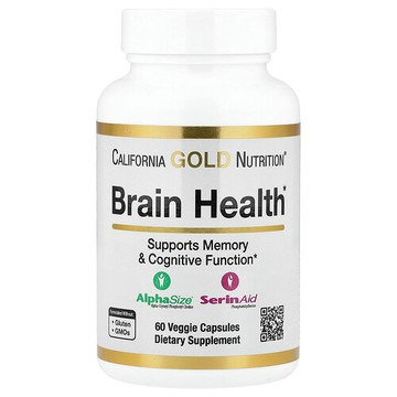 California Gold Nutrition, 大腦健康，含 α-甘油磷酸膽鹼、鈣、磷和磷脂酰絲氨酸，60 粒素食膠囊