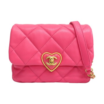 【二手名牌BRAND OFF】CHANEL 香奈兒 粉色羊皮 心型 肩背包