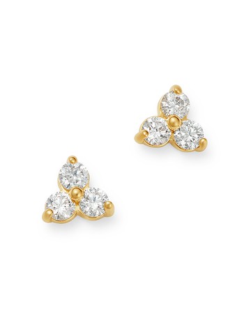 Bloomingdale's Fine Collection Diamond Three-Stone Stud Earrings in 14K Yellow Gold, 0.20 ct. t. w.