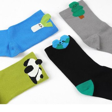 春夏可愛卡通小熊貓搞怪個性閨蜜出街中筒棉襪襪女