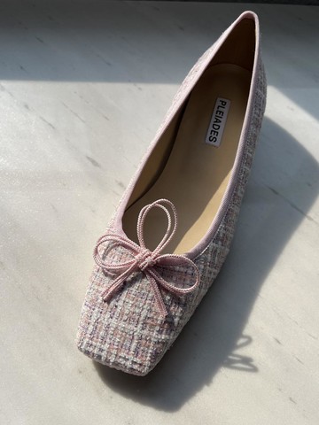 GINGER Ballerina Shoes - Tweed Pink
