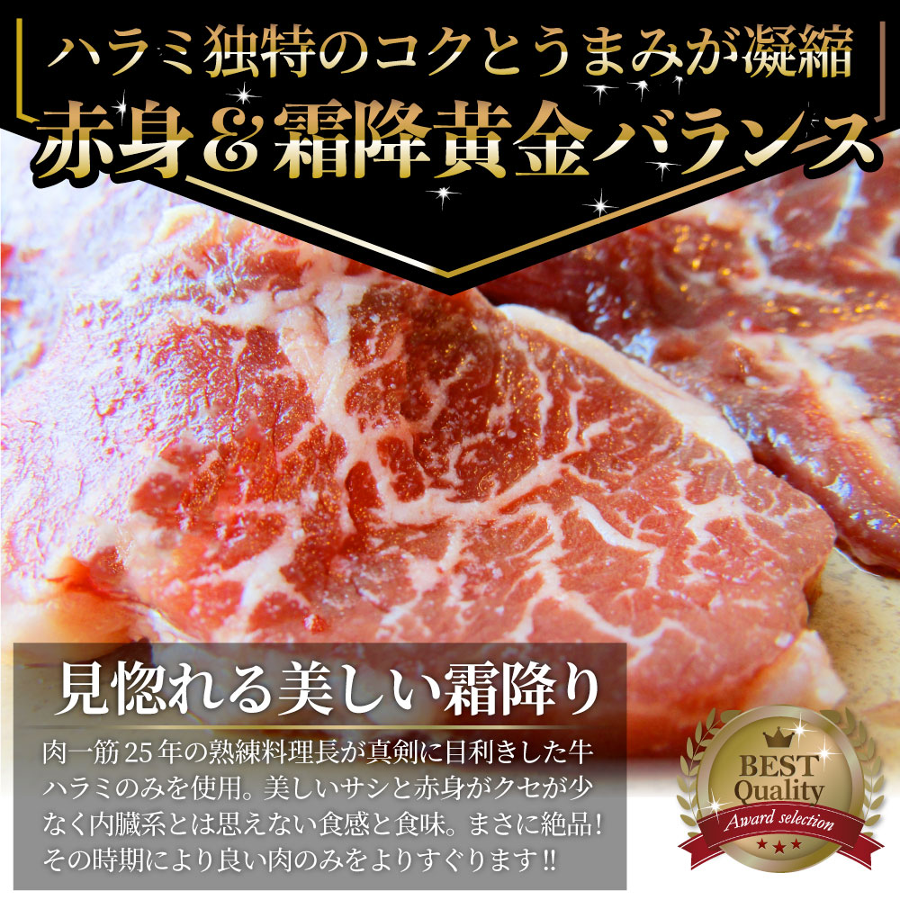 牛ハラミ焼肉（タレ漬け）1kg（250g×4）赤身 はらみ