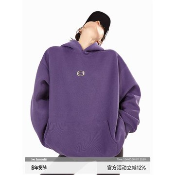 ICH MODE 美式連帽紫色衛衣女秋冬新款寬松百搭外套上衣oversize