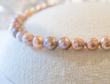 8-9mm 天然淡水珍珠-焦糖爆谷質感-天然罕有色-項鍊