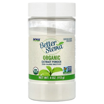 NOW Foods, 有機認可‘更好’甜葉菊粉末，4盎司（113克）