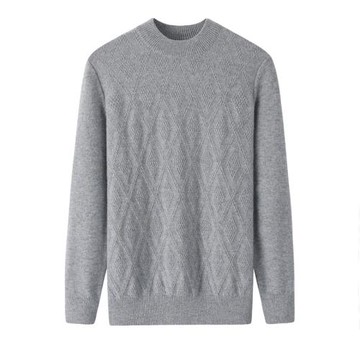 秋冬新款100純羊絨半高領男加厚套頭保暖針織休閑冬季商務毛衣