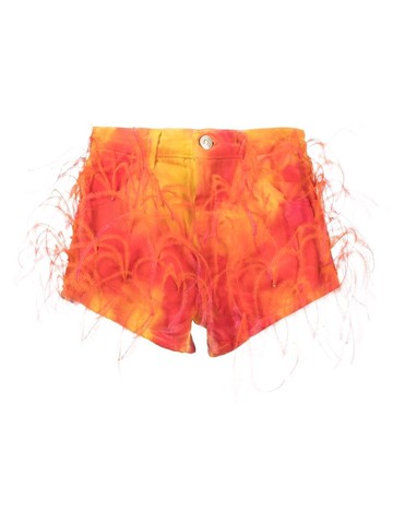 Alanui - feather-detail shorts - women - Cotton/Ostrich Feather - 28 - Orange