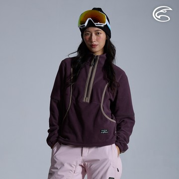 ADISI 女Super Soft抗起球寬鬆版半門襟保暖衣 AL2521077 粉末可可 (M-XL)｜雙面刷毛 抗靜電  快乾 吸濕排汗