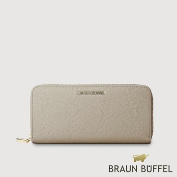 【BRAUN BUFFEL 德國小金牛】台灣總代理 妮娜-A 8卡拉鍊長夾-沙丘色/BF883-601-MDT