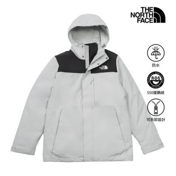 【The North Face 官方旗艦】線上獨家款｜北面男款灰色DRYVENT防水羽絨內裡三合一外套｜8GJ6C3F