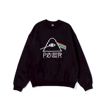 日本限定 POLER PSYCHEDELIC CREW 山型眼彩虹經典大學T / 黑色