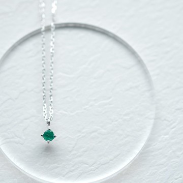 天然 祖母綠 單顆 項鍊 925銀