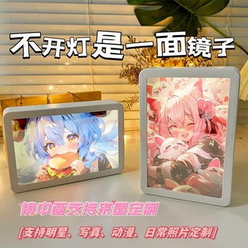 燈光畫 來圖照片訂製 LED燈光畫 鏡子相框 床頭擺件 小夜燈 床頭燈 裝飾臺燈 氛圍燈 客製化禮物 生日禮物 交換禮物