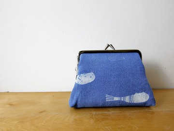 魚喵murmur-藍染口金包