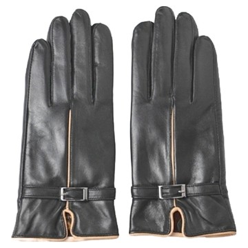 羊皮絨毛內襯冬季可觸碰螢幕騎車手套 防風防潑水防滑  L(掌圍17~18cm)  黑色