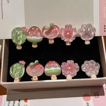 🔥臺灣出貨 甜妹少女 碎髮可愛劉海邊夾迷你清透鴨嘴夾卡通果凍水果冰棍鴨嘴夾