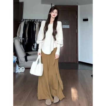 法式獨特絕美氣質慵懶風連衣裙子女早秋小個子針織毛衣半裙兩件套