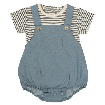 akachan honpo - 吊帶褲+T恤-淺藍色