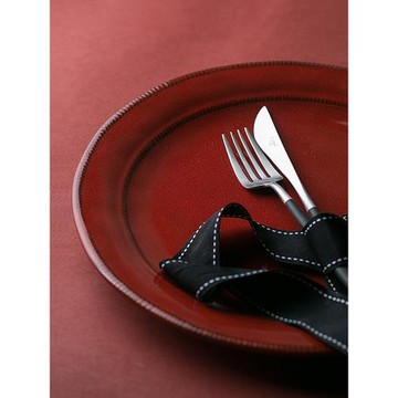 朵頤隱紅色陶瓷盤子新款高級感牛排盤西餐盤商用碗盤餐具套裝家用