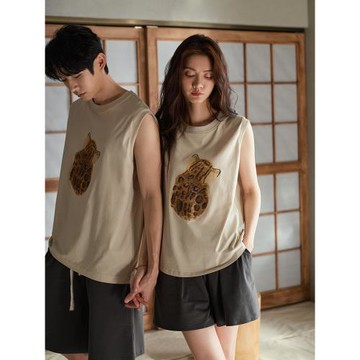 同語情侶睡衣夏季莫代爾棉涼感背心款套裝男女士可外穿夏天家居服