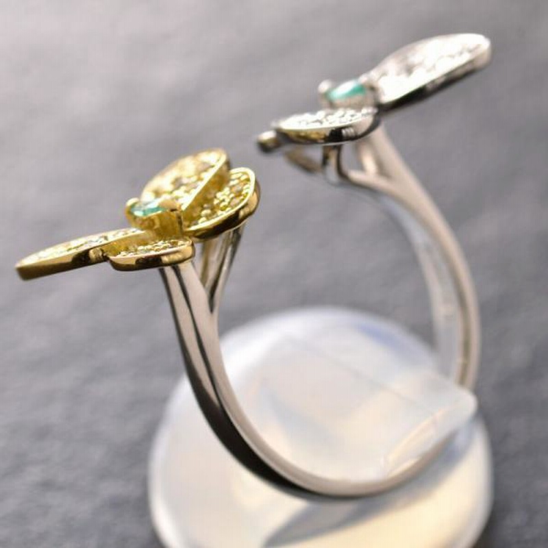 イエローダイヤモンド pt950 k18 リング Yellow Diamond Pt950/K18/PG