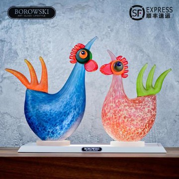 德國Borowski藝術玻璃 生肖雞年禮物雄雞小公雞吉祥擺件 開業裝飾