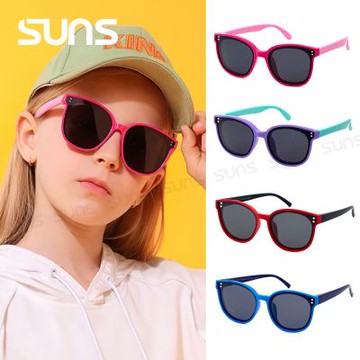 【SUNS】兒童偏光太陽眼鏡 經典休閒方框款 輕量矽膠超彈性 抗UV400 S821
