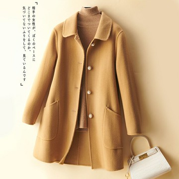 【巴黎精品】現貨+預購 真 100%羊毛大衣 毛呢外套-保暖中長版娃娃領通勤休閒女外套4色p1ag43